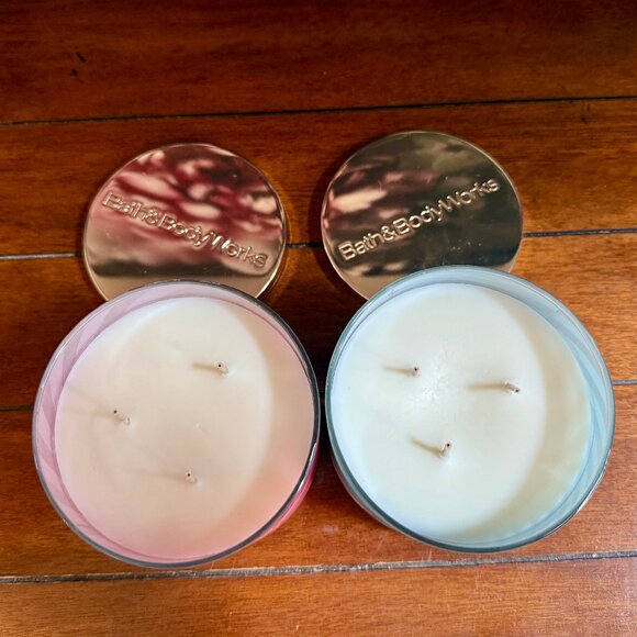 NEW 2-Pc SUNSET IN MAUI & SUMMER RAIN 3-Wick 14.5 oz Candles Bath & Body Works - Picture 2 of 3